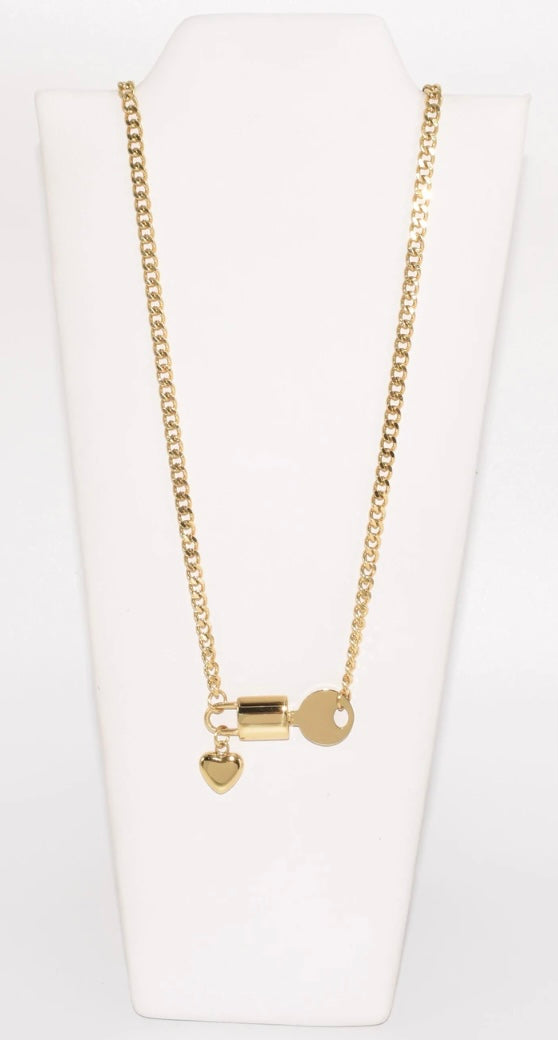 GD Key/Heart Necklace (18 inch/45 cm)
