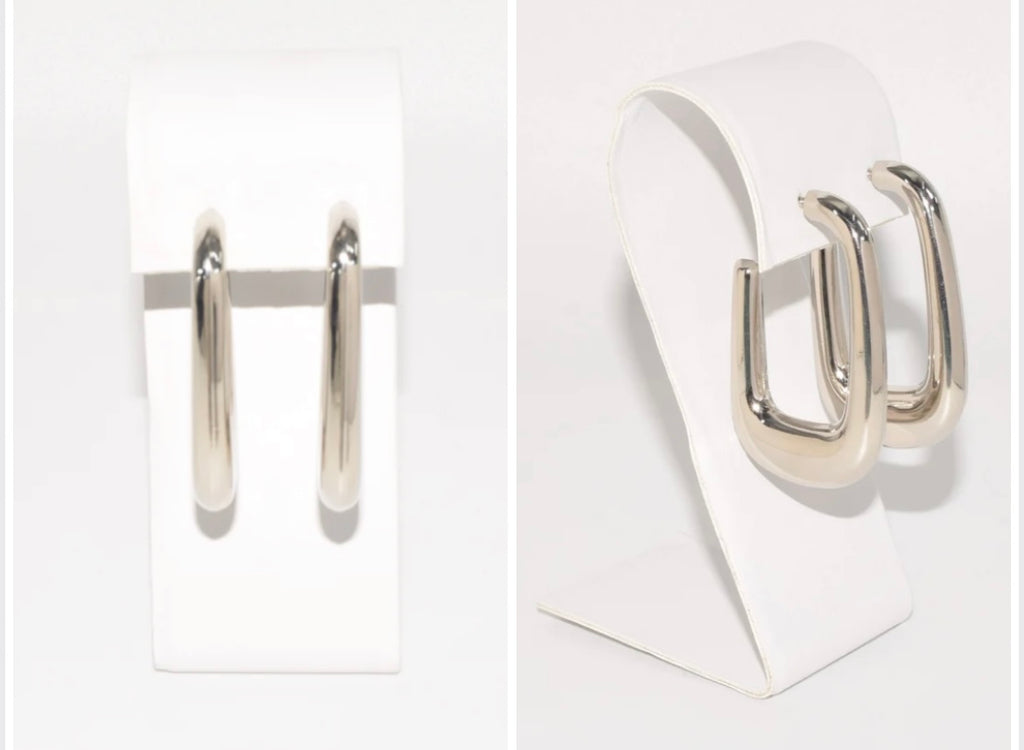 SLV RECTANGLE EARRINGS