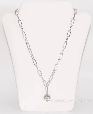 SLV PAPER CLIP NECKLACE (17 inch)