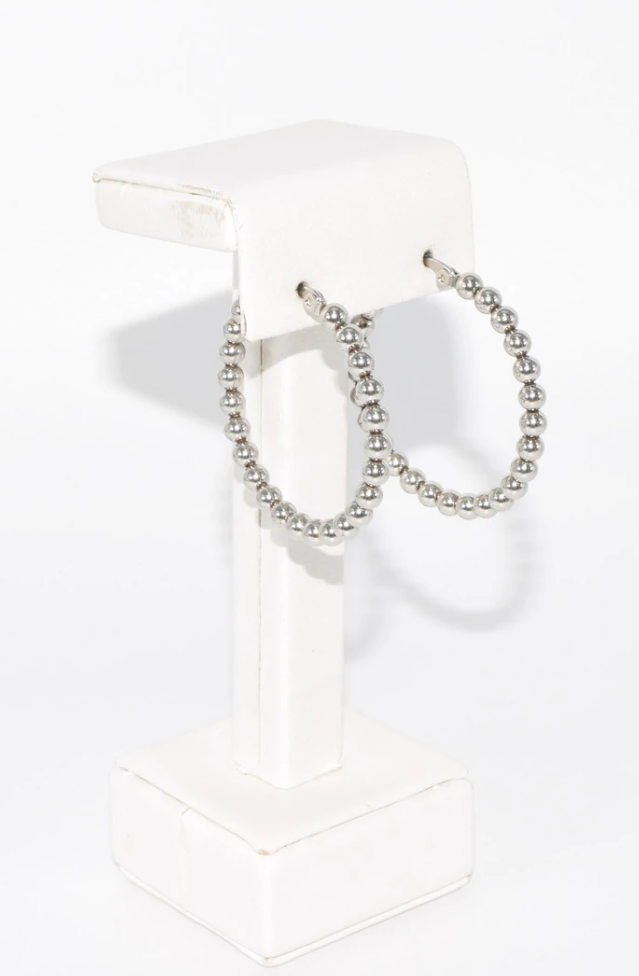 SLV BALL HOOP EARRING