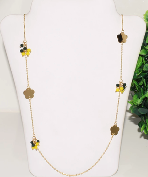 GOLD GREEN / YELLOW FLOWER NECKLACE