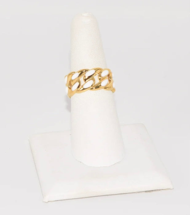 GD WHITE LINKED RING