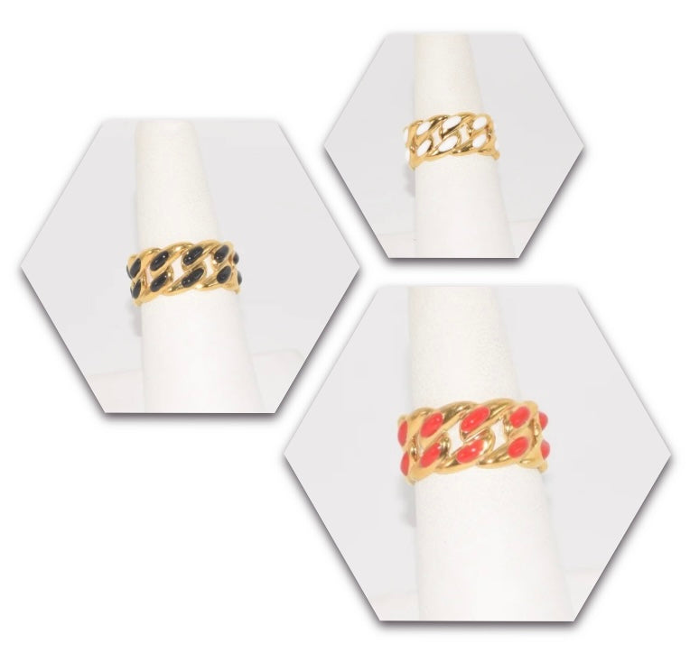 GD WHITE LINKED RING