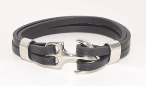 SLV BLK ANCHOR BRACELET