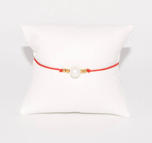 GD RD CORD PEARL BRACELET